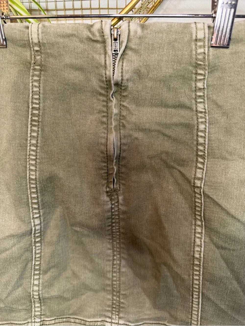 Free People Olive Green Panel Mini Skirt